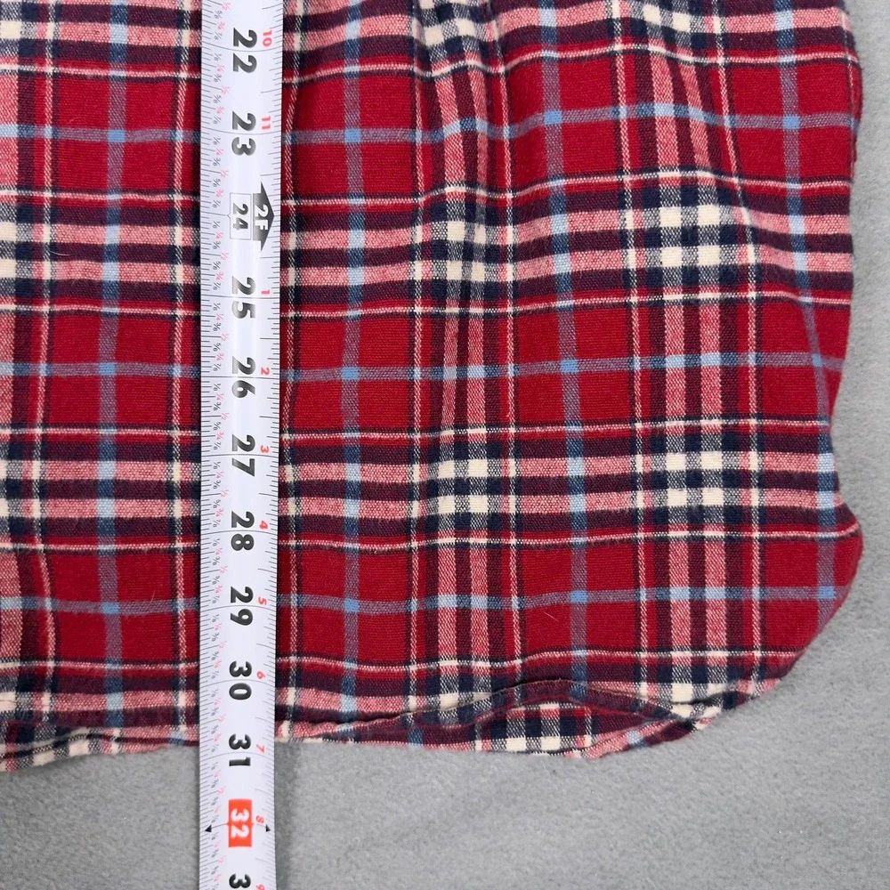 LL Bean Mens Large Red Plaid Flannel Shirt Traditional Fit Cotton Button Down